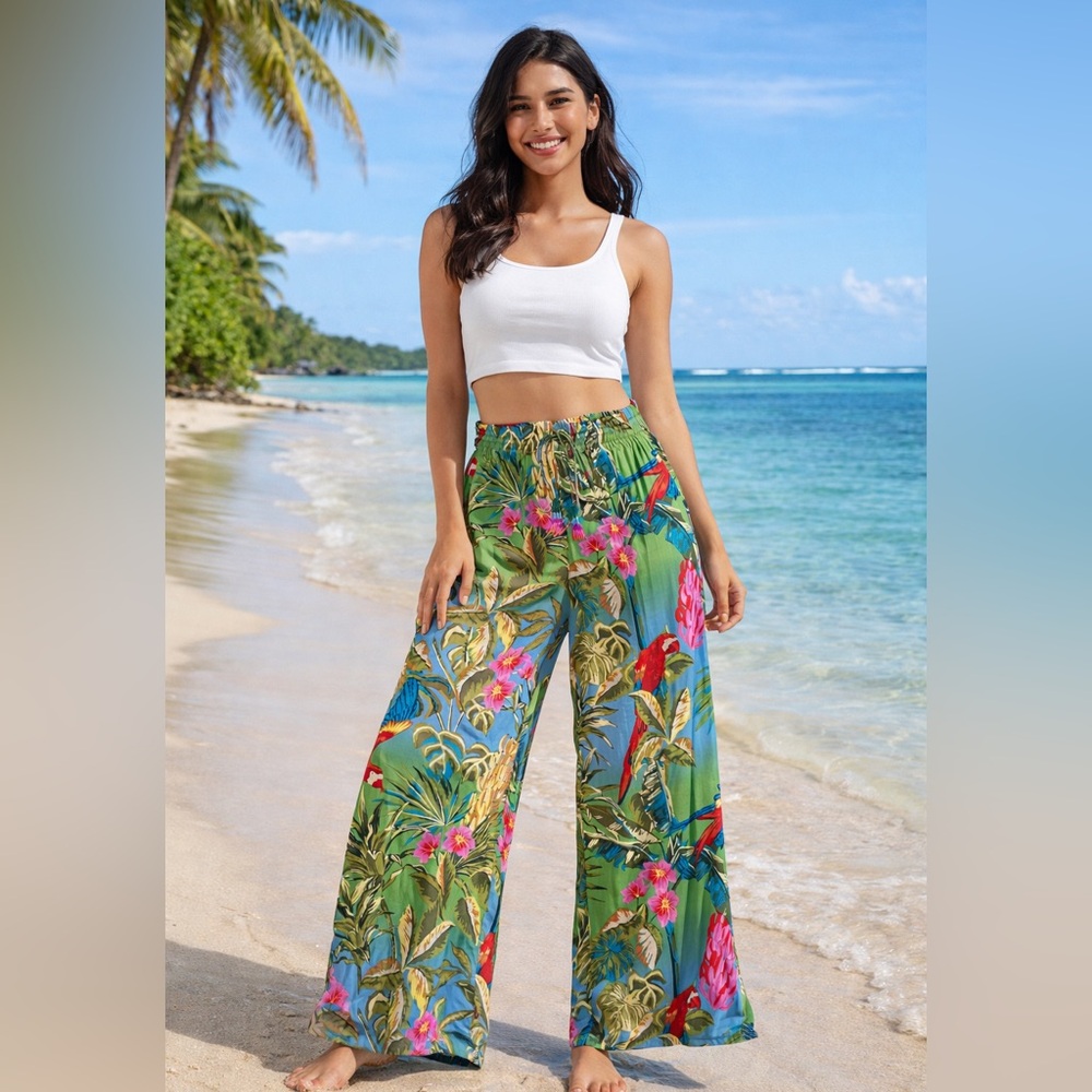 RACHEL Rachel Roy Vibrant Floral Wide-Leg Pants